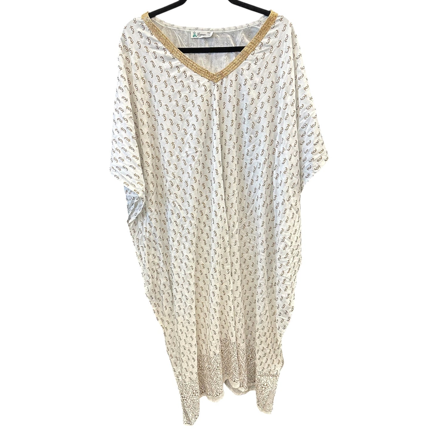 Dress Casual Maxi By Cmc In Gold & White, Size:Osfm