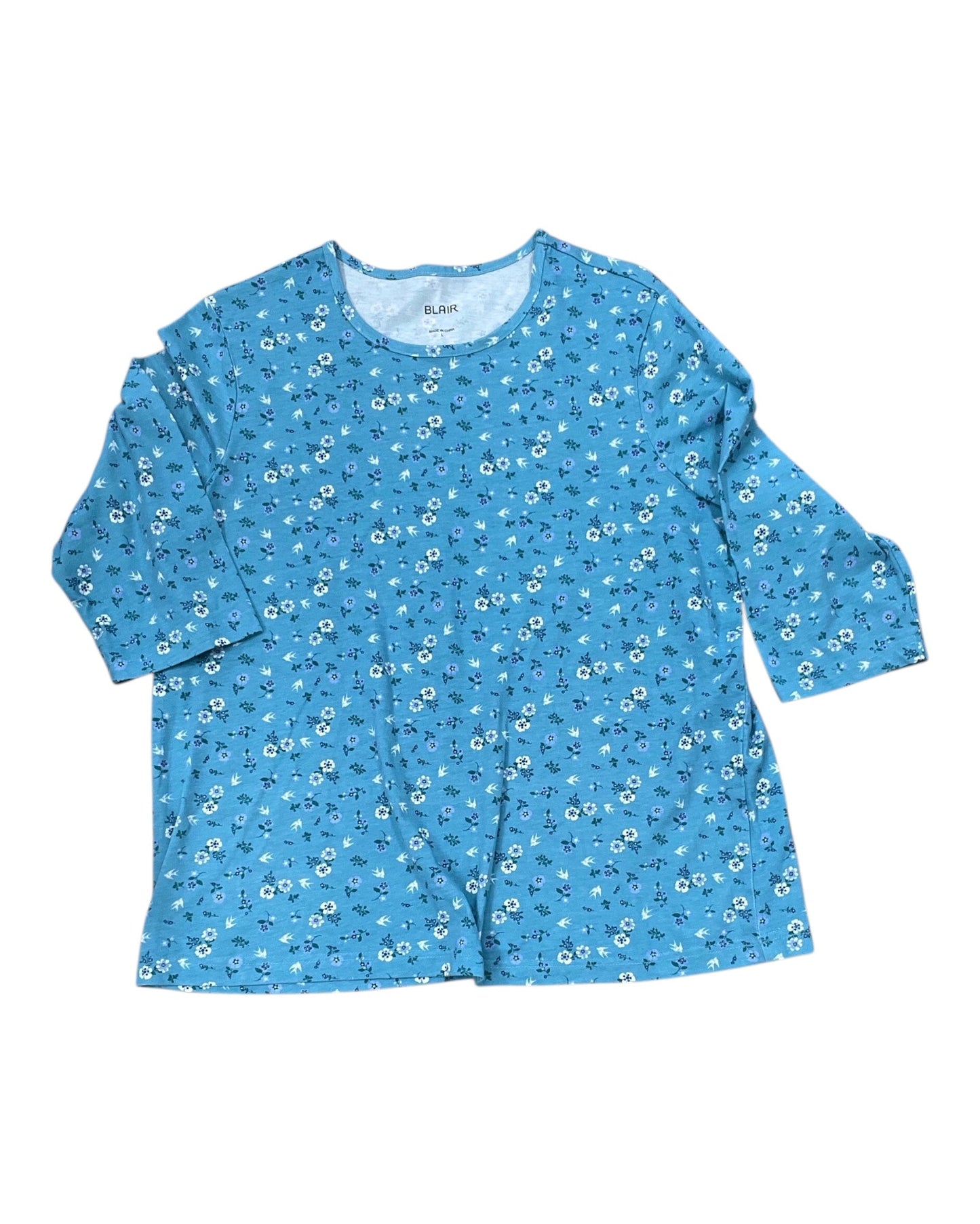 Top 3/4 Sleeve By Blair In Teal, Size:L
