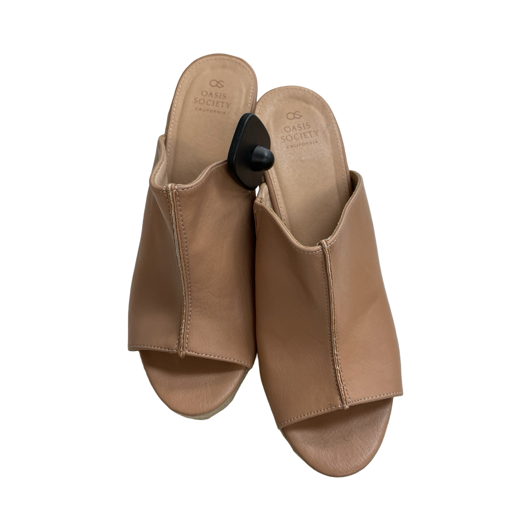 Sandals Heels Wedge By Oasis Society In Tan, Size:10