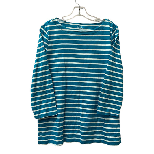 Top 3/4 Sleeve By Croft And Barrow In Aqua, Size:L