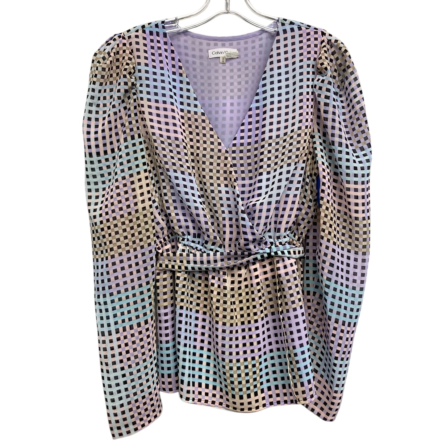 Top Ls By Calvin Klein In Purple & Tan, Size:M