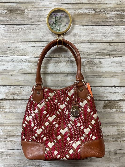 Handbag Leather By Cole-Haan In Brown & Red, Size:Medium