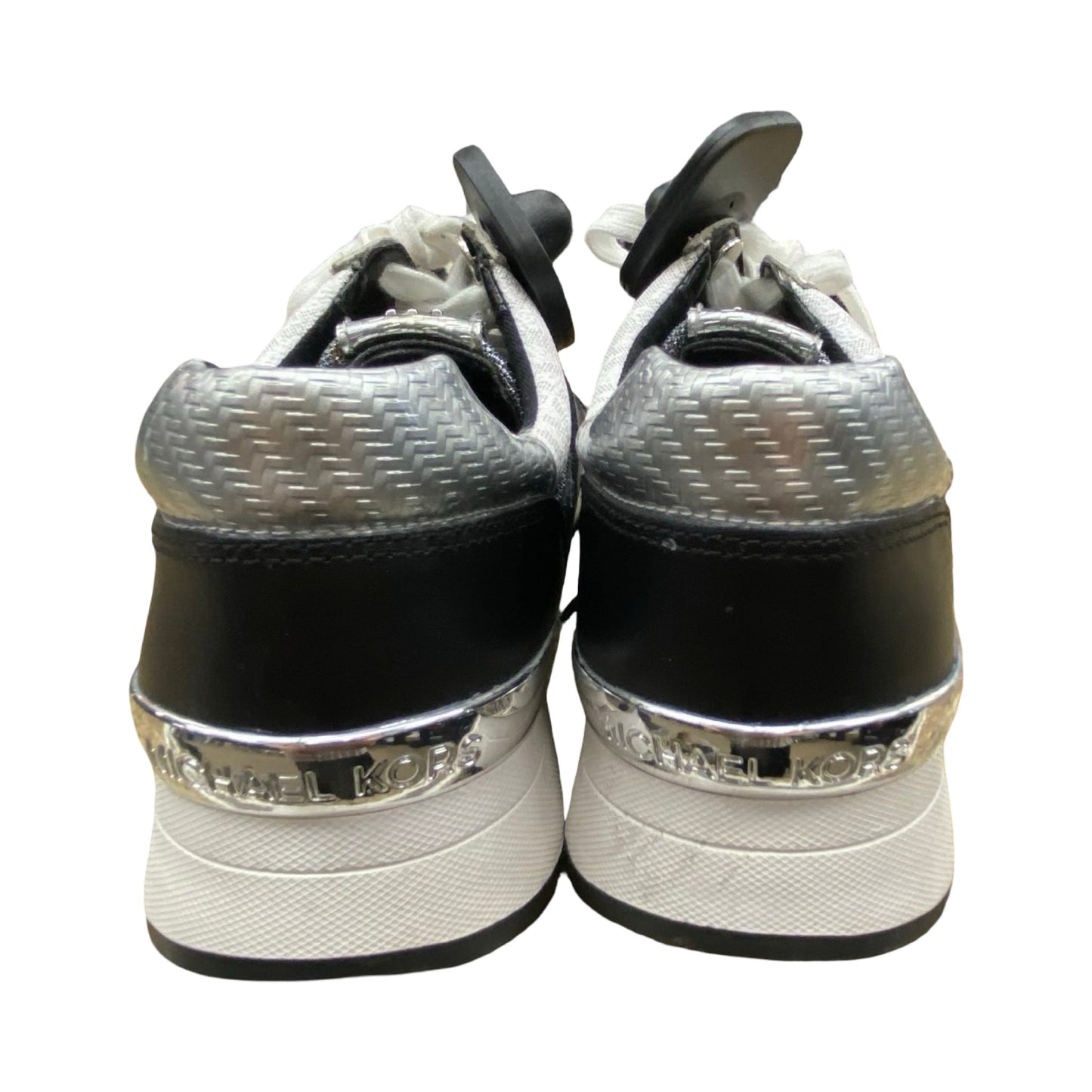 Shoes Designer By Michael Kors In Black & Silver, Size:8