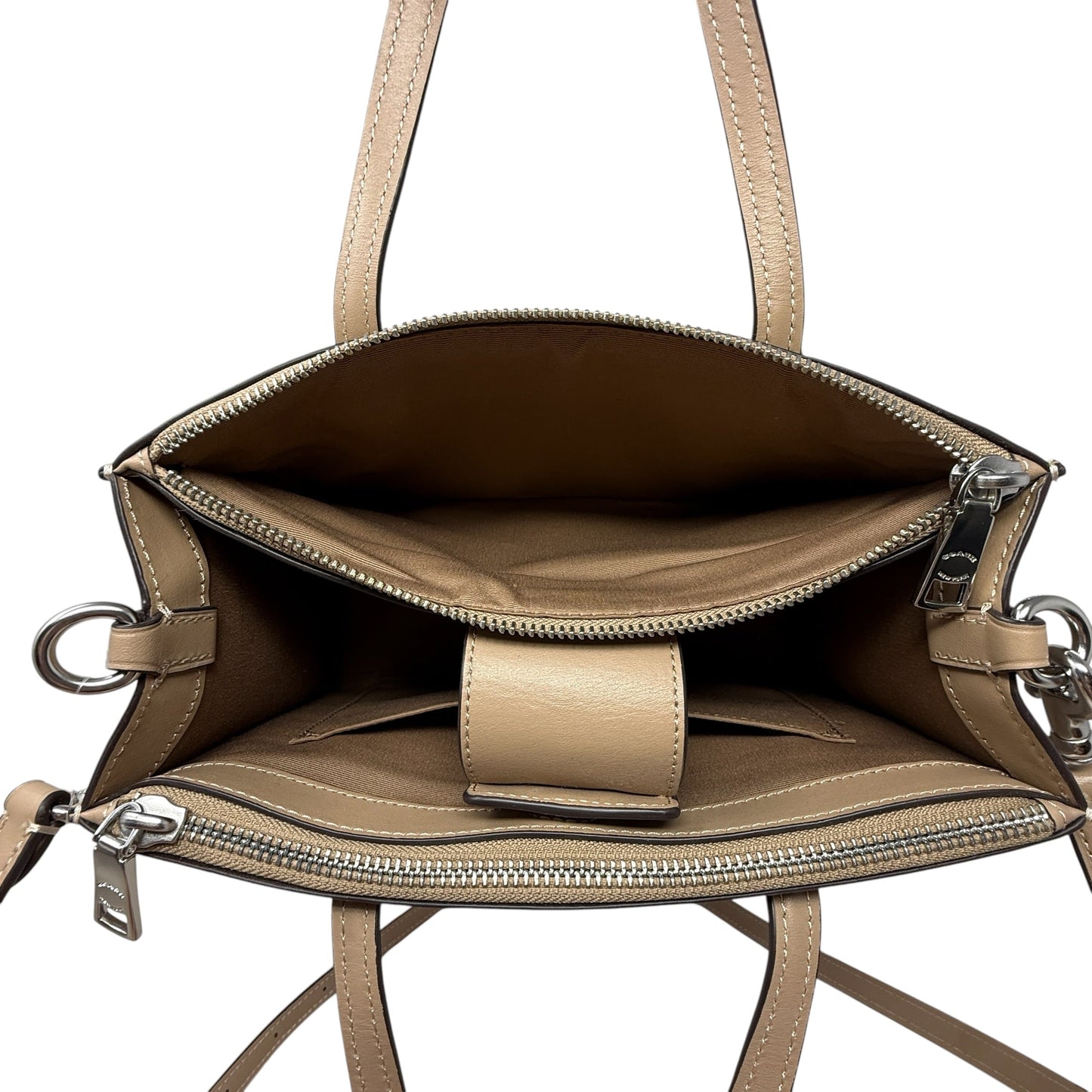 Nina Leather Tote Designer By Coach, Size: Small