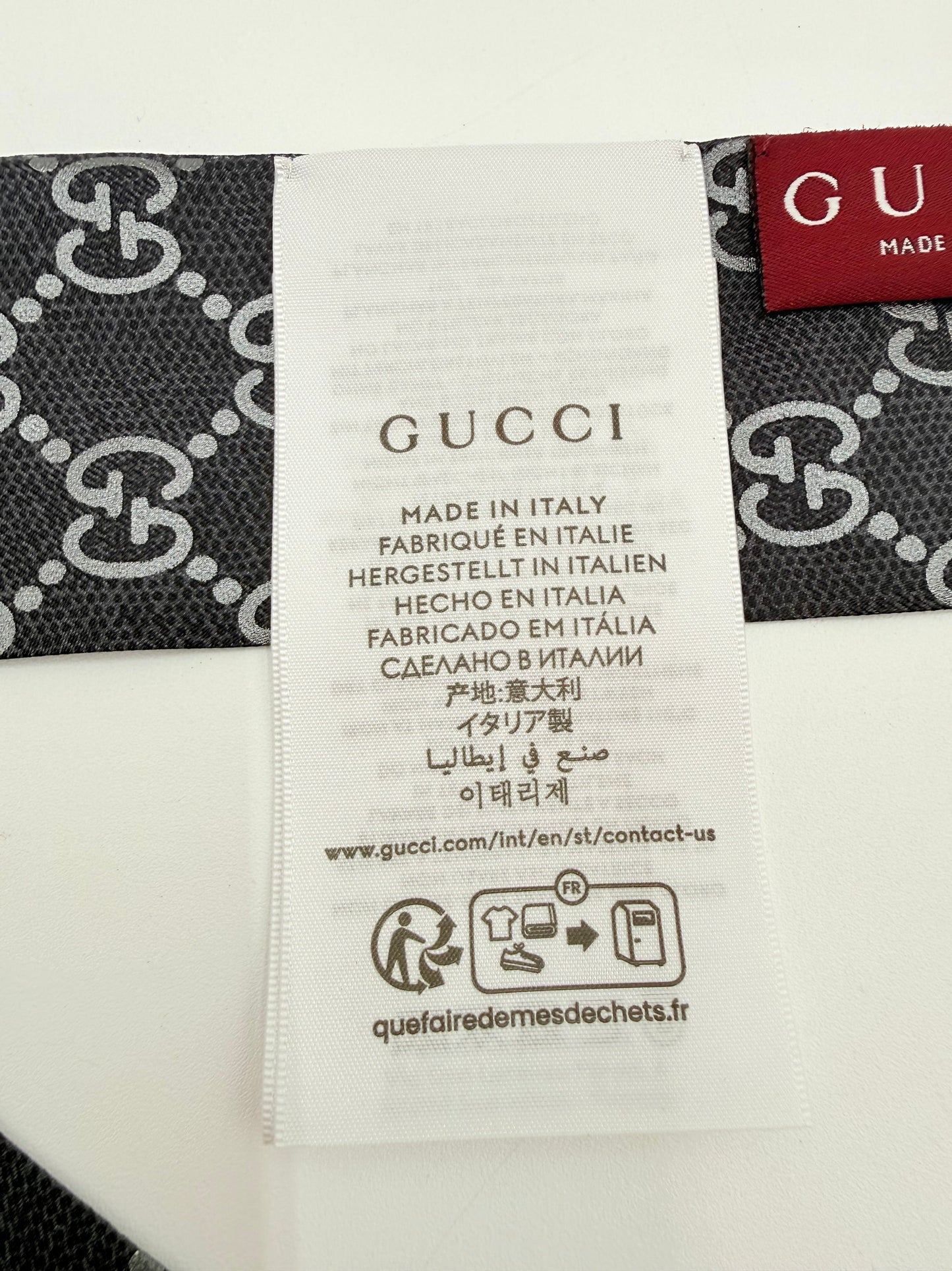 Scarf Luxury Designer By Gucci In Grey & Silver