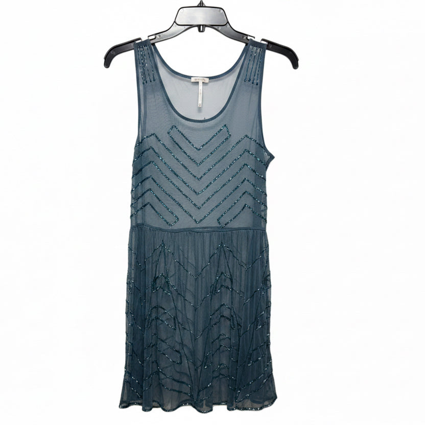 Embellised Sleeveless Sheer Tunic Mini Dress By Free People In Teal, Size: M