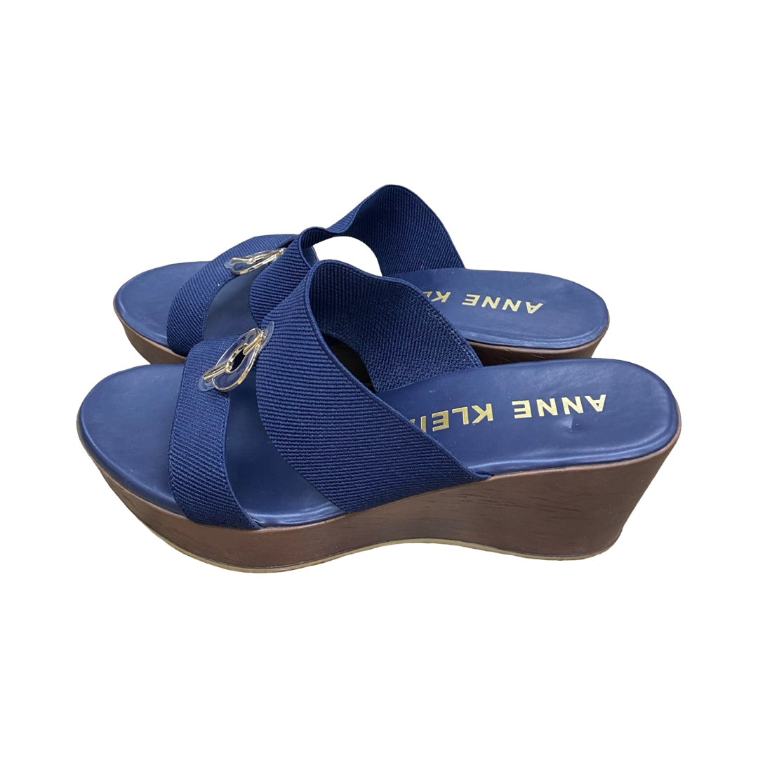 Sandals Heels Wedge By Anne Klein In Navy, Size:9