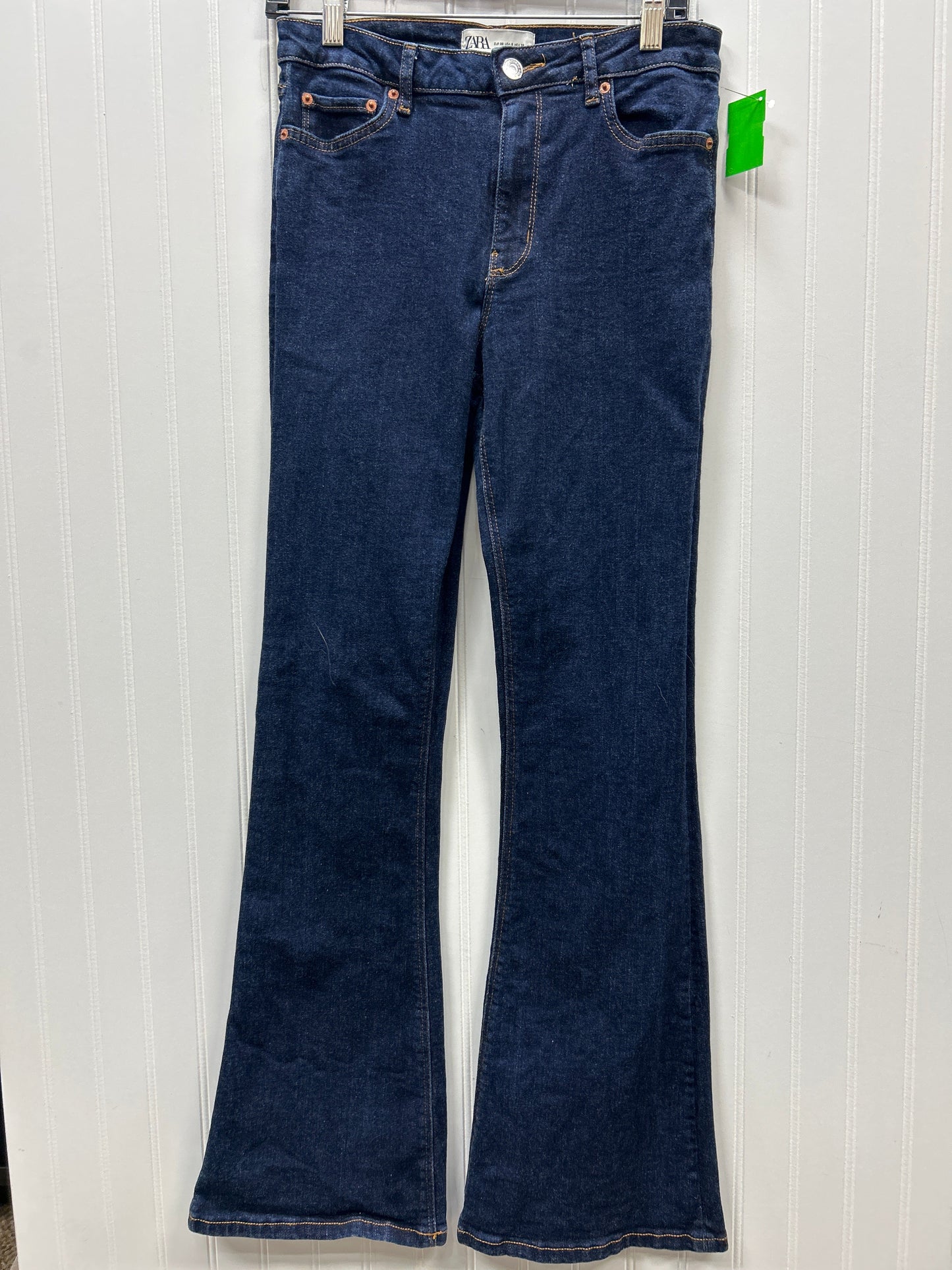 Jeans Boot Cut By Zara In Blue Denim, Size:6