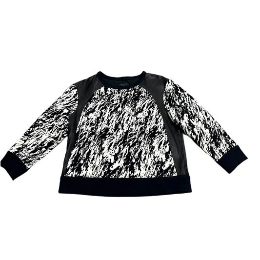 Sweatshirt Crewneck By Rag And Bone In Black & Cream, Size: L
