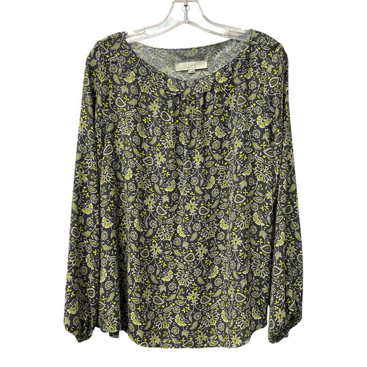 Top Ls By Loft In Grey & Yellow, Size:L