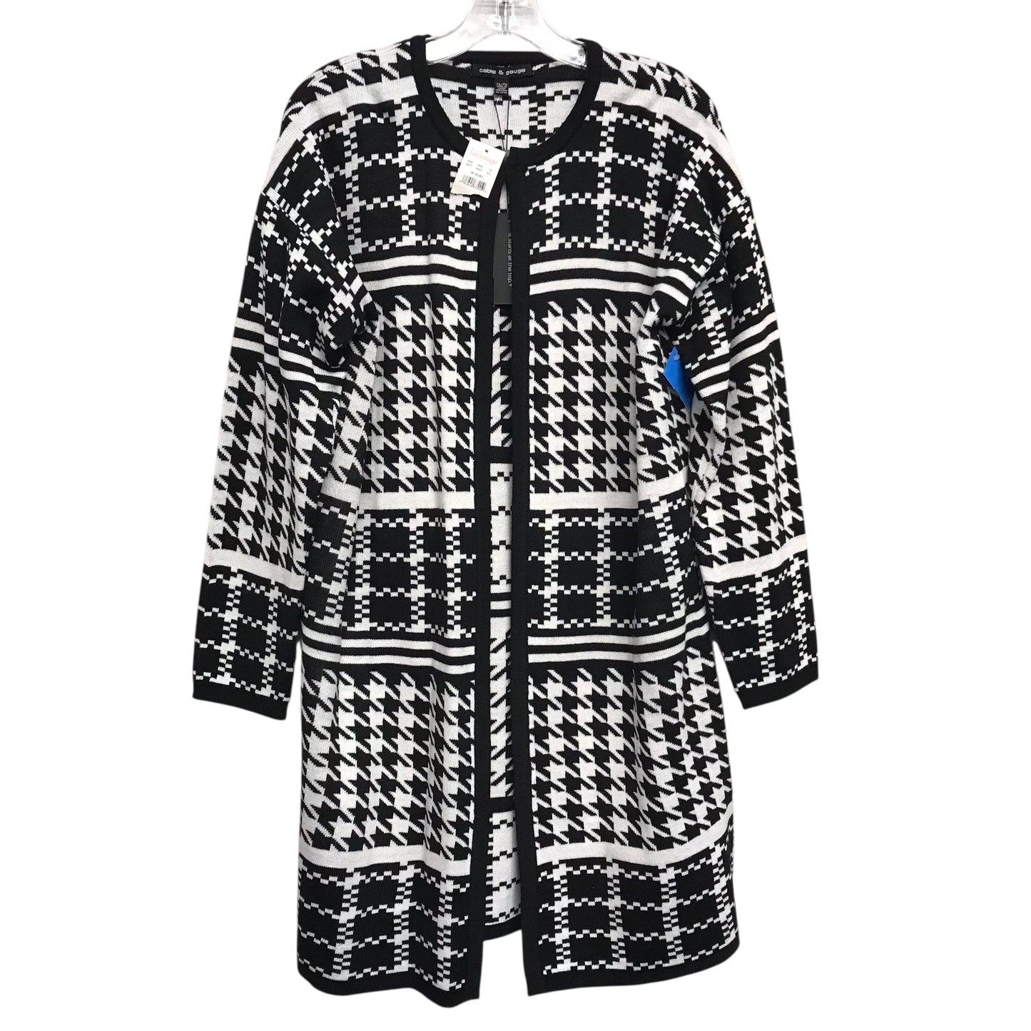 Sweater Cardigan By Cable And Gauge In Black & White, Size:Xl