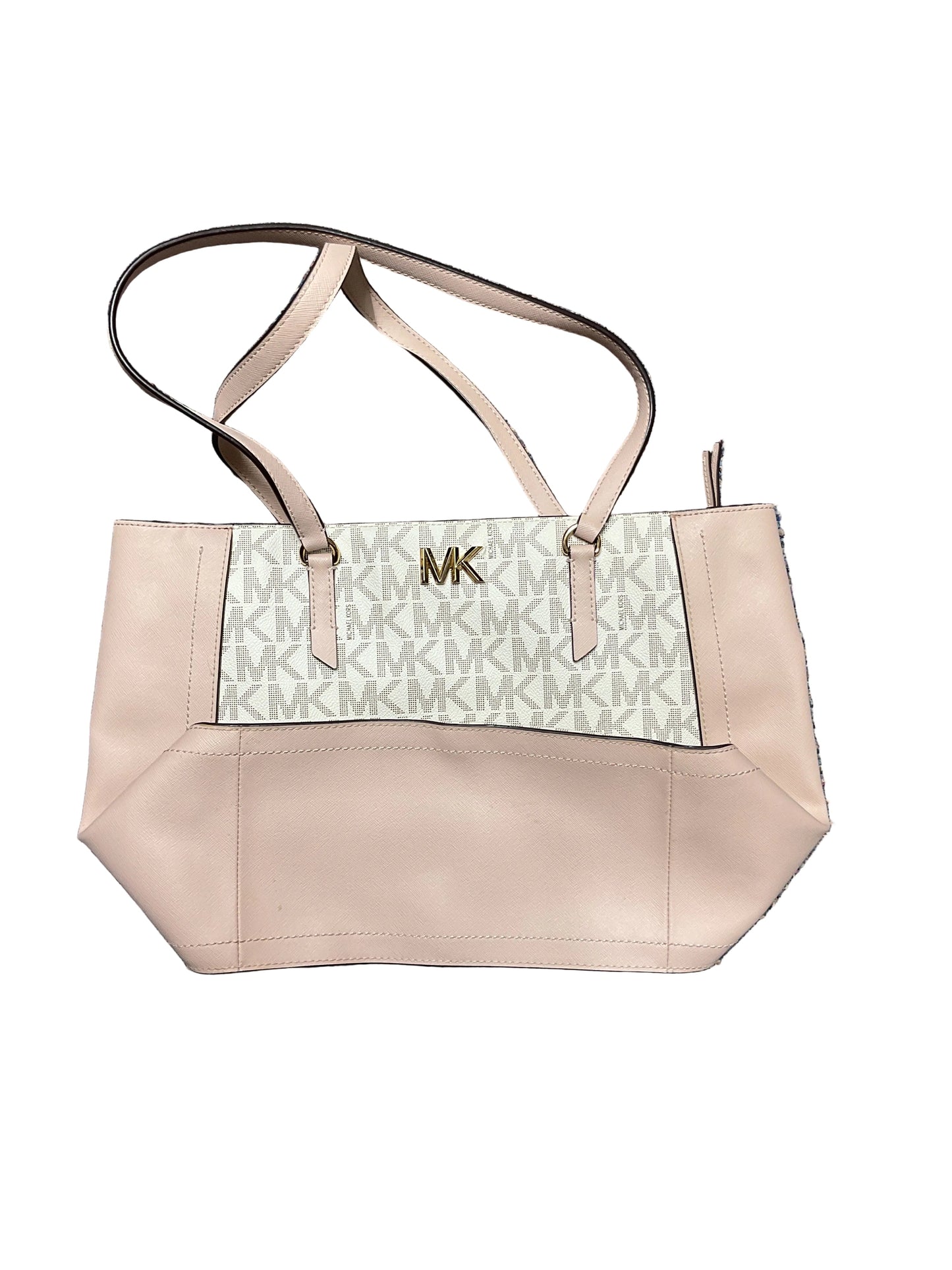 Handbag Designer By Michael Kors In Cream & Pink, Size:Medium