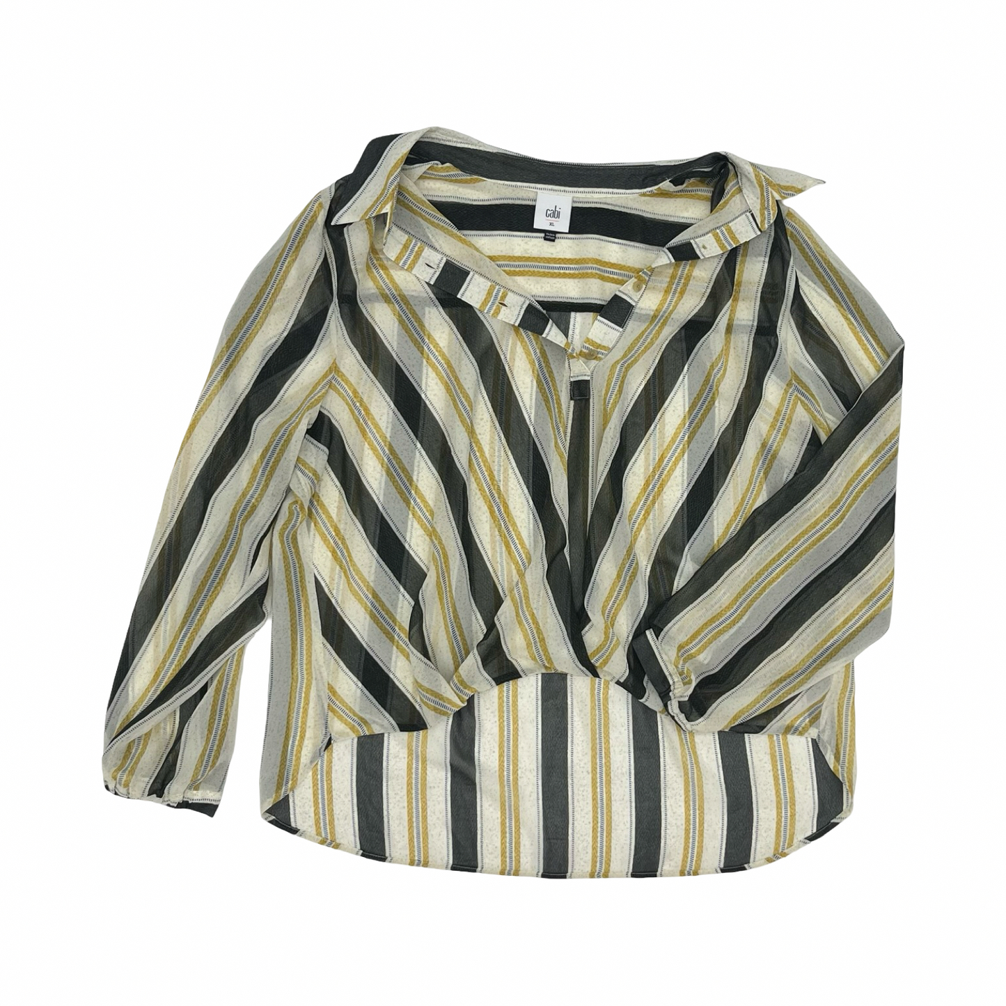 Blouse Ls By Cabi In Black & Yellow, Size:Xl