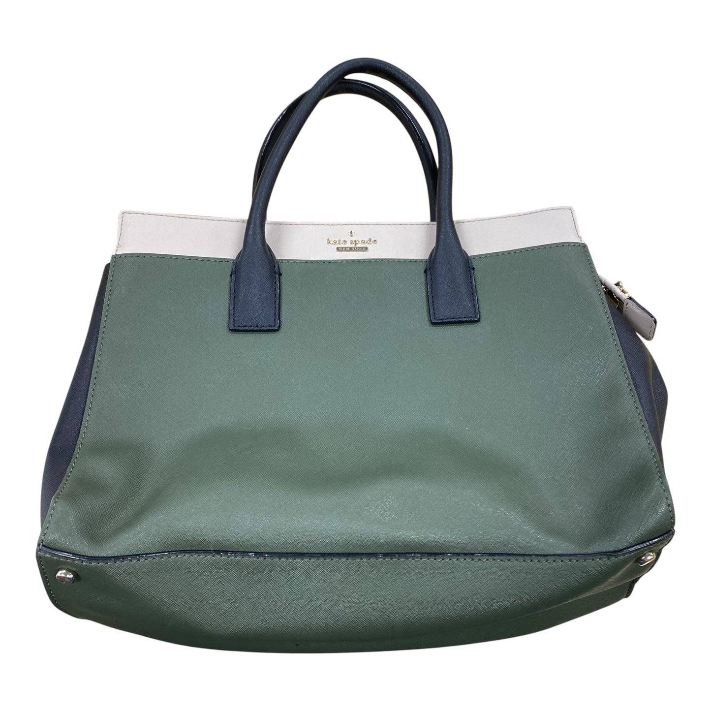 Handbag Designer By Kate Spade In Green & Tan, Size:Large