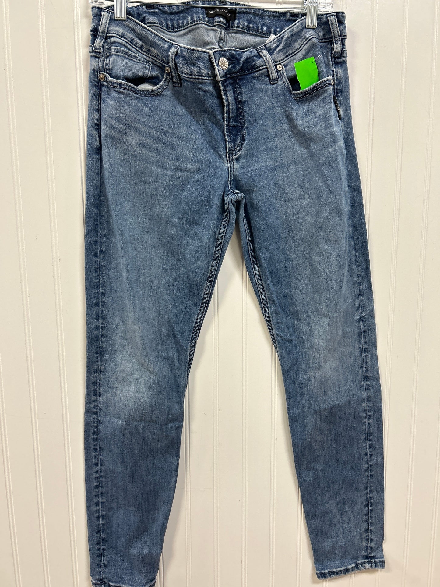 Jeans Skinny By Silver In Blue Denim, Size:12