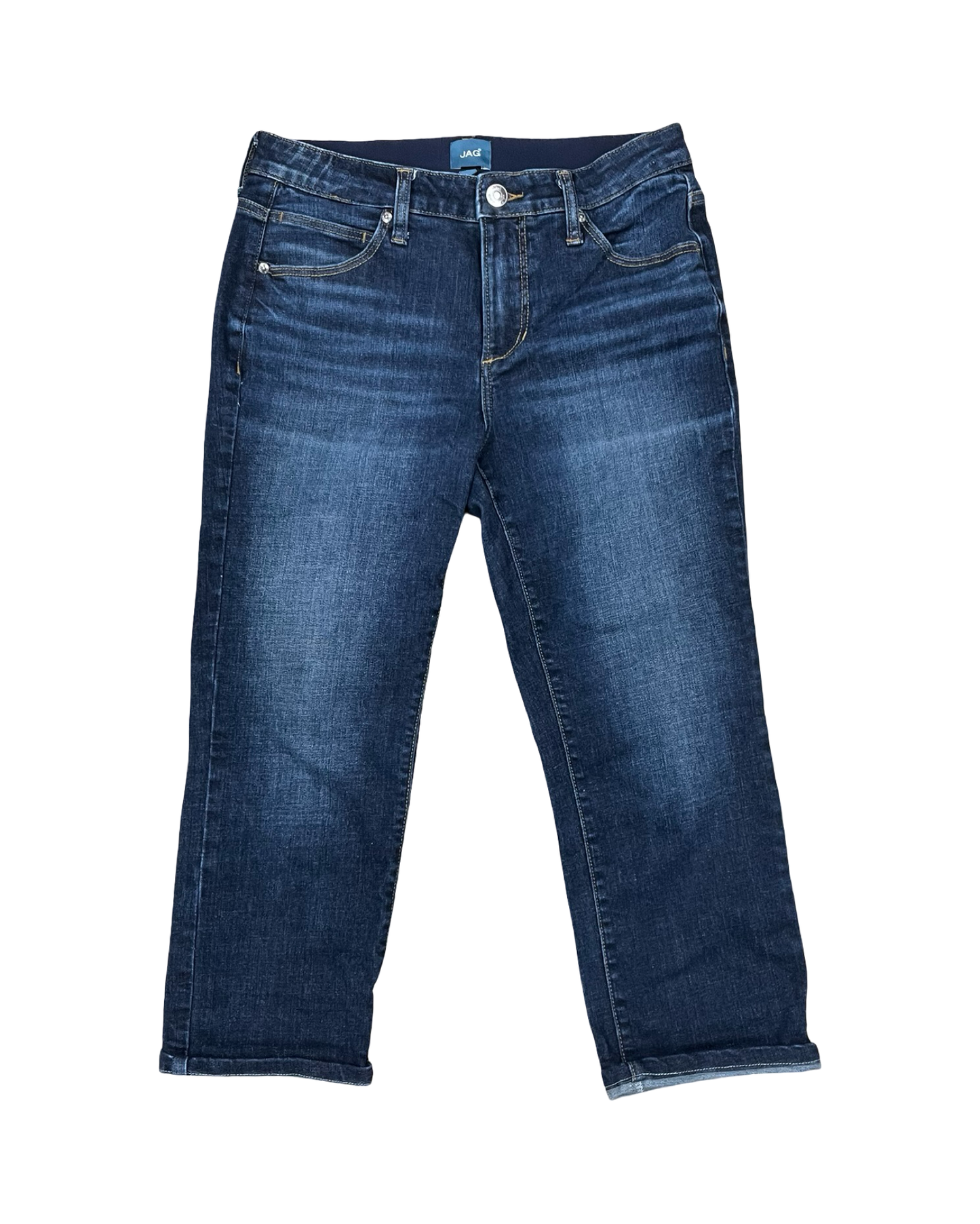 Jeans Cropped By Jag In Blue Denim, Size:8