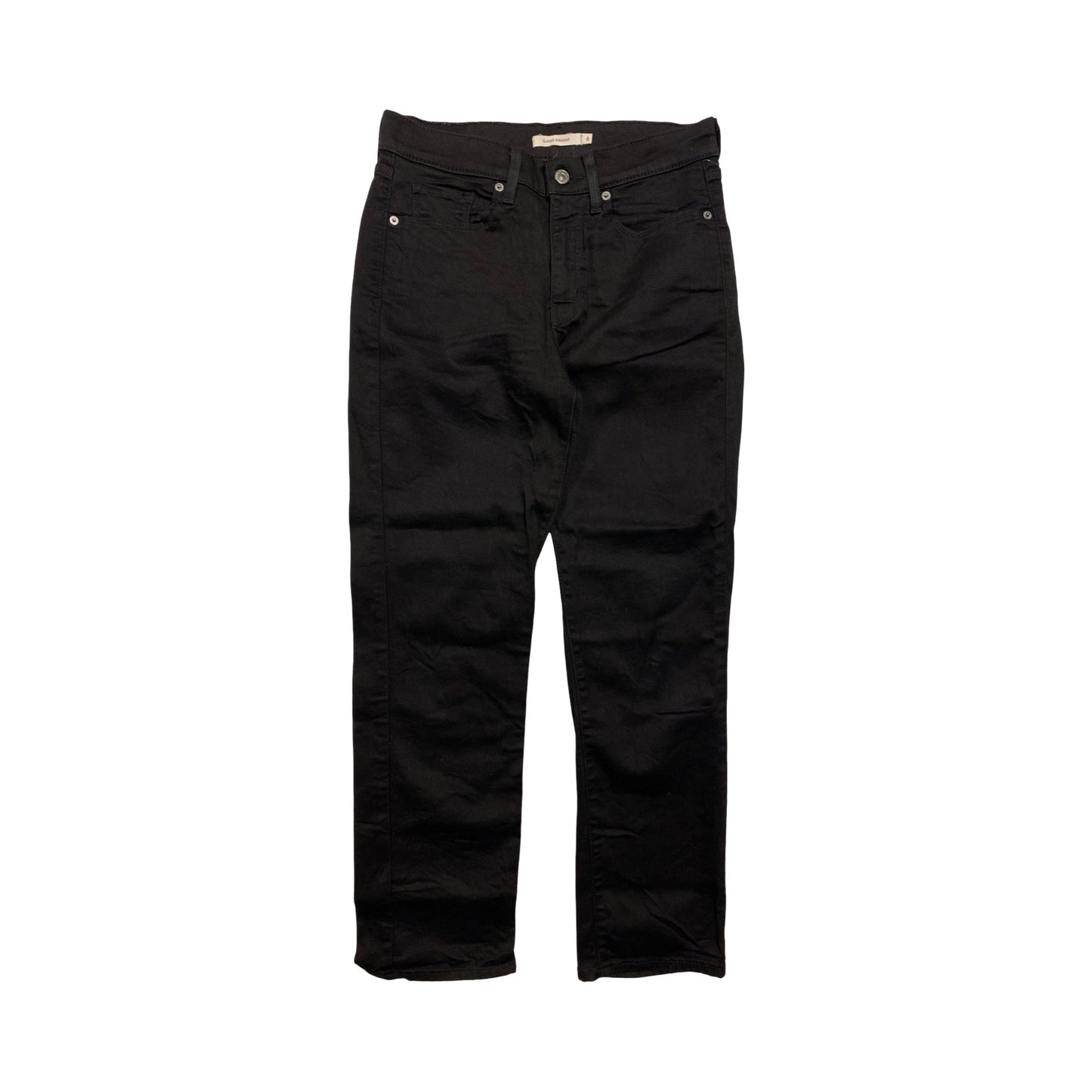 Jeans Straight By Levis In Black Denim, Size:6