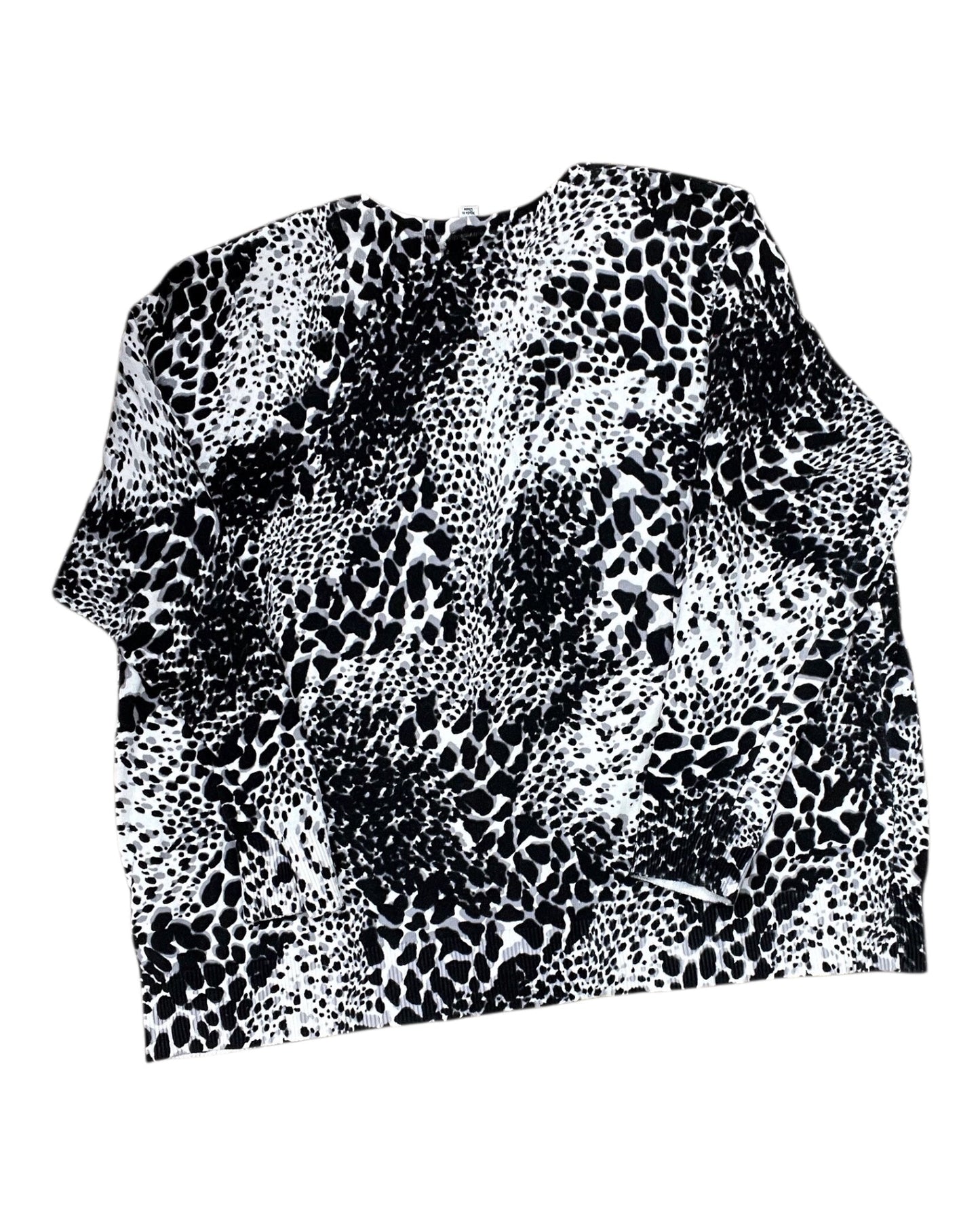 Cardigan By Croft And Barrow In Black & Cream, Size:2X