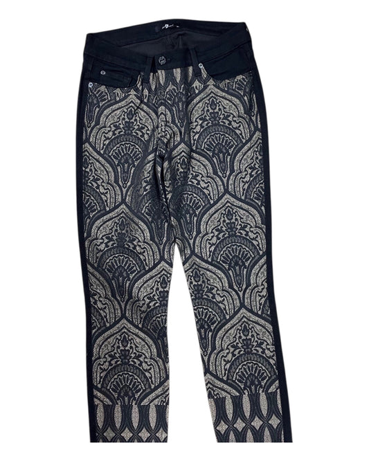 Jeans Skinny By 7 For All Mankind In Black & Gold, Size:10