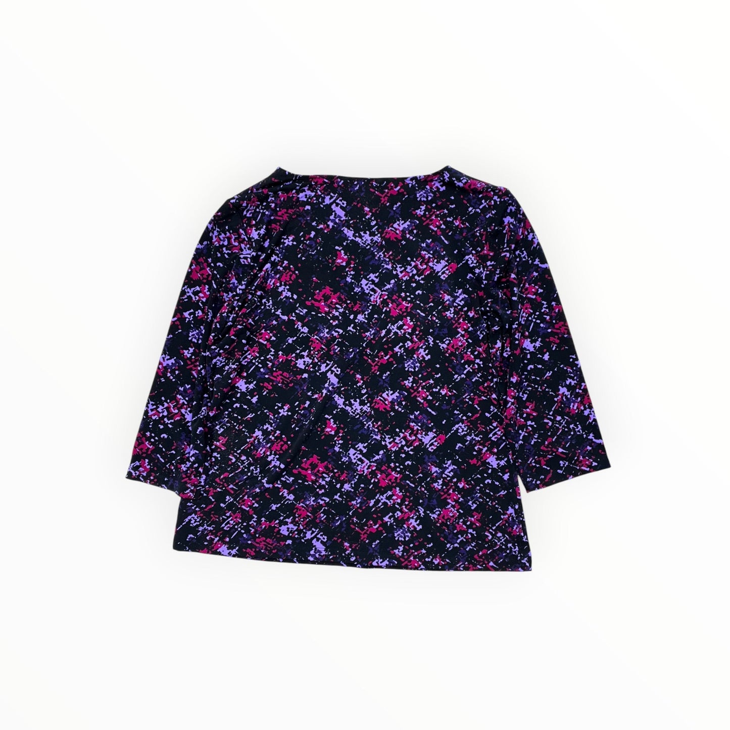 Top 3/4 Sleeve By Laura Ashley In Black & Purple, Size:Lp