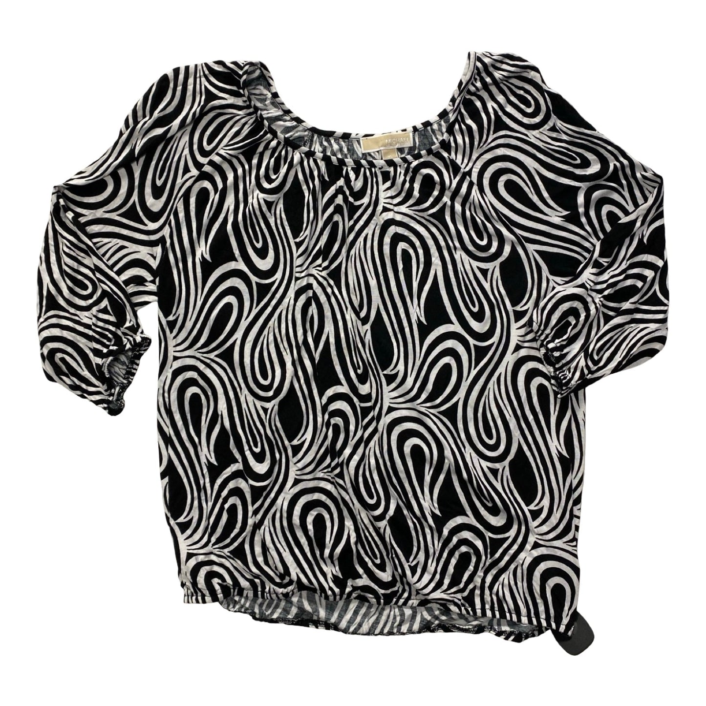Top 3/4 Sleeve By Michael By Michael Kors In Black & White, Size:Xl