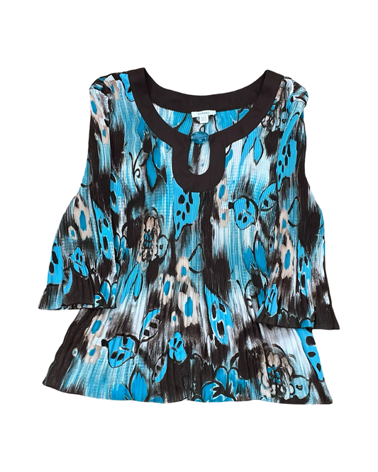 Top Ls By Dressbarn In Blue & Brown, Size:1X