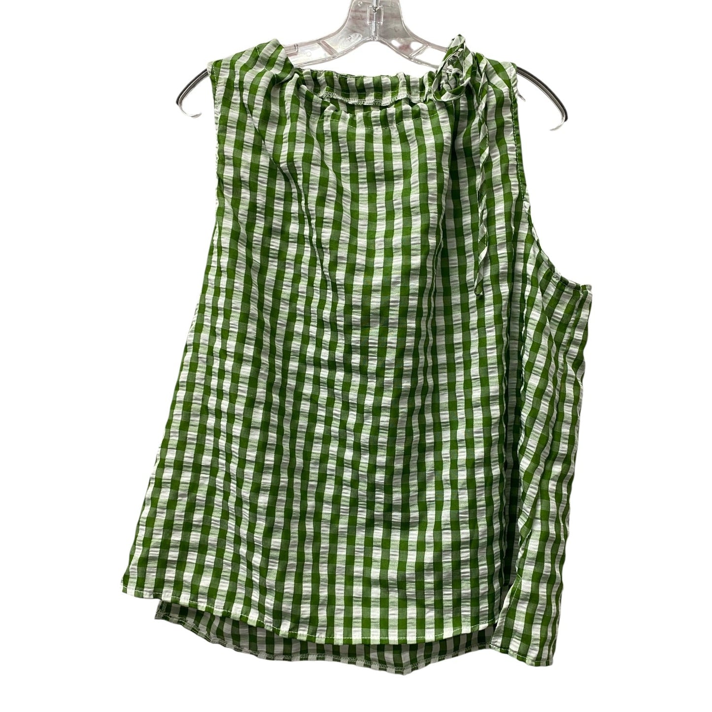 Top Sleeveless By Shein In Green & White, Size:2X