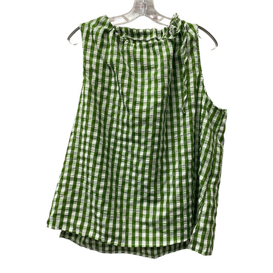 Top Sleeveless By Shein In Green & White, Size:2X