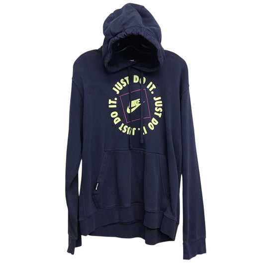 Athletic Sweatshirt Hoodie By Nike In Navy, Size:L