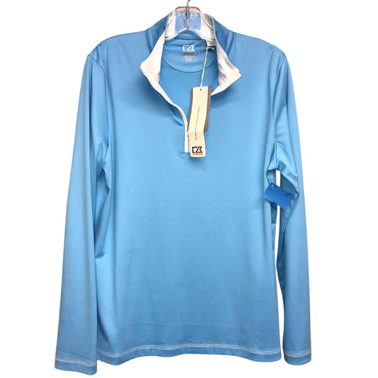 Athletic Top Ls Collar By Cutter And Buck In Blue & White, Size:L