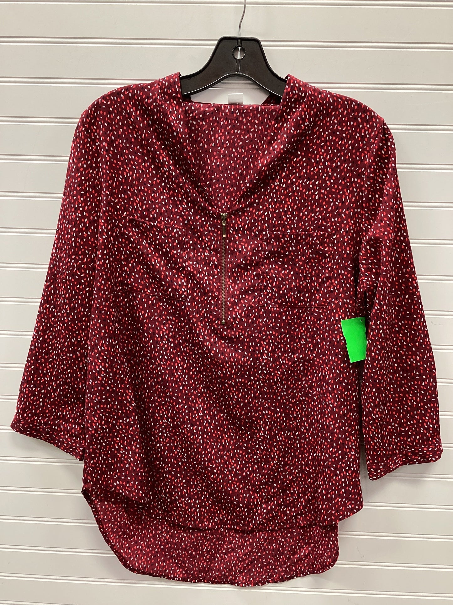 Blouse Ls By Jaclyn Smith In Red, Size:M