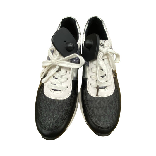 Shoes Designer By Michael Kors In Black & Silver, Size:8
