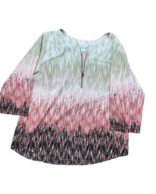Top Ls By Christopher And Banks In Tan & White, Size:L