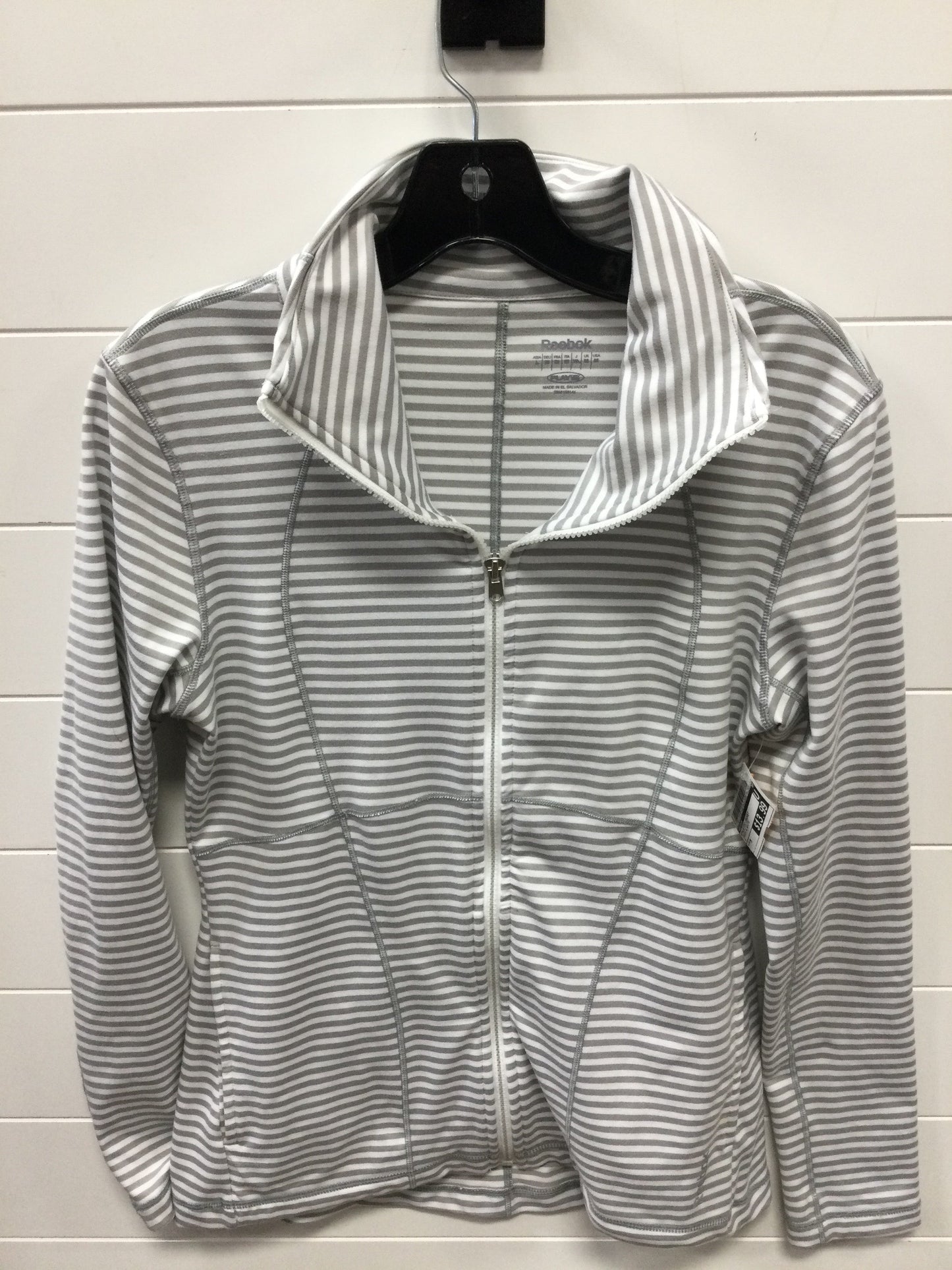 Athletic Jacket By Reebok In Green & White, Size:M