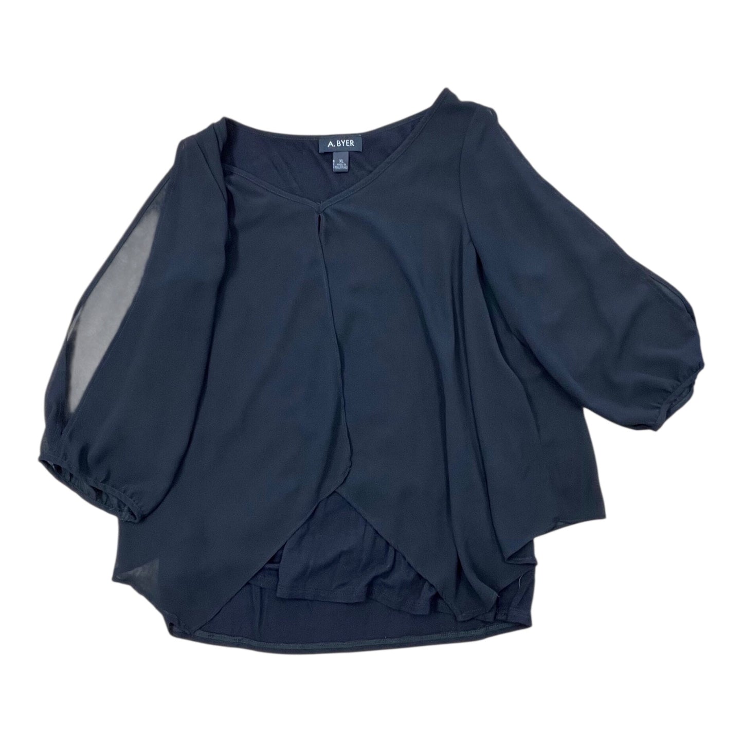 Top 3/4 Sleeve By A Byer In Black, Size:Xl