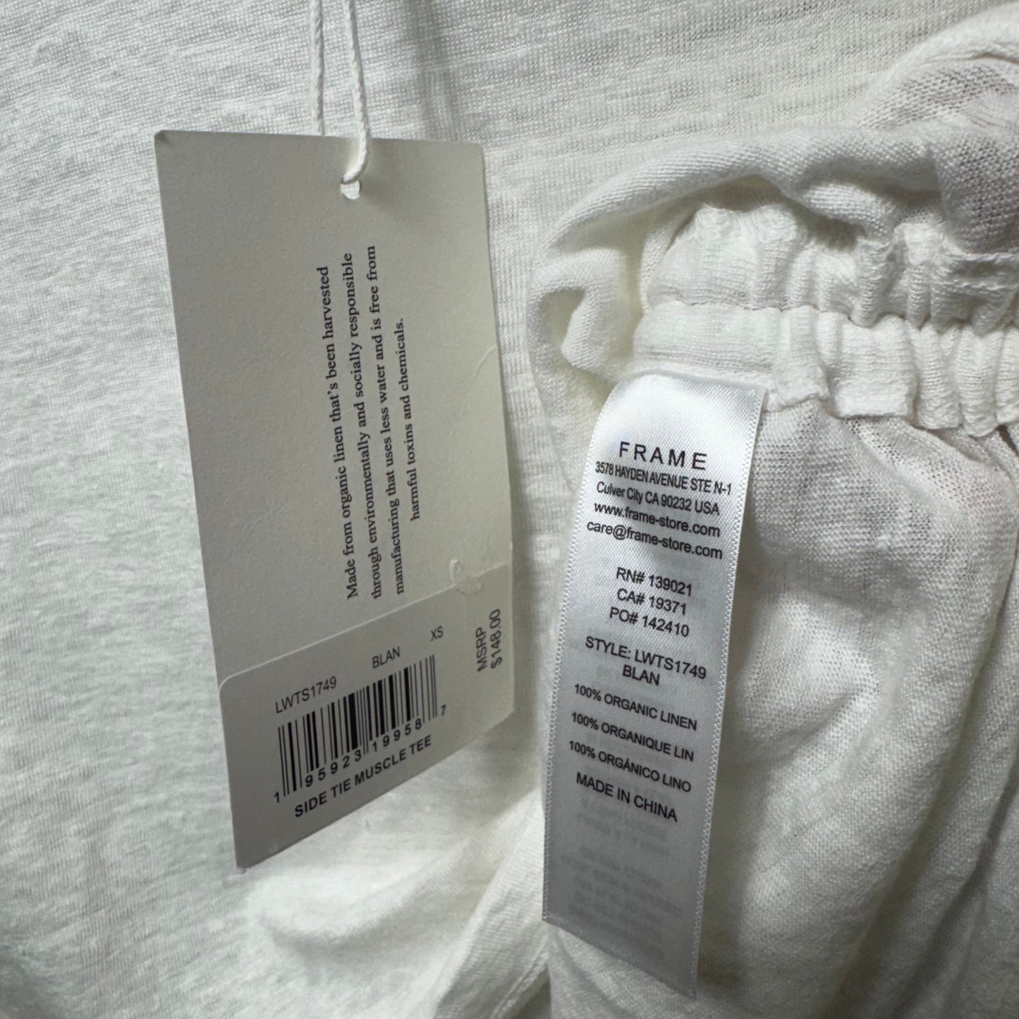 Drawstring Side Linen Top Short Sleeve By Frame In White, Size: Xs