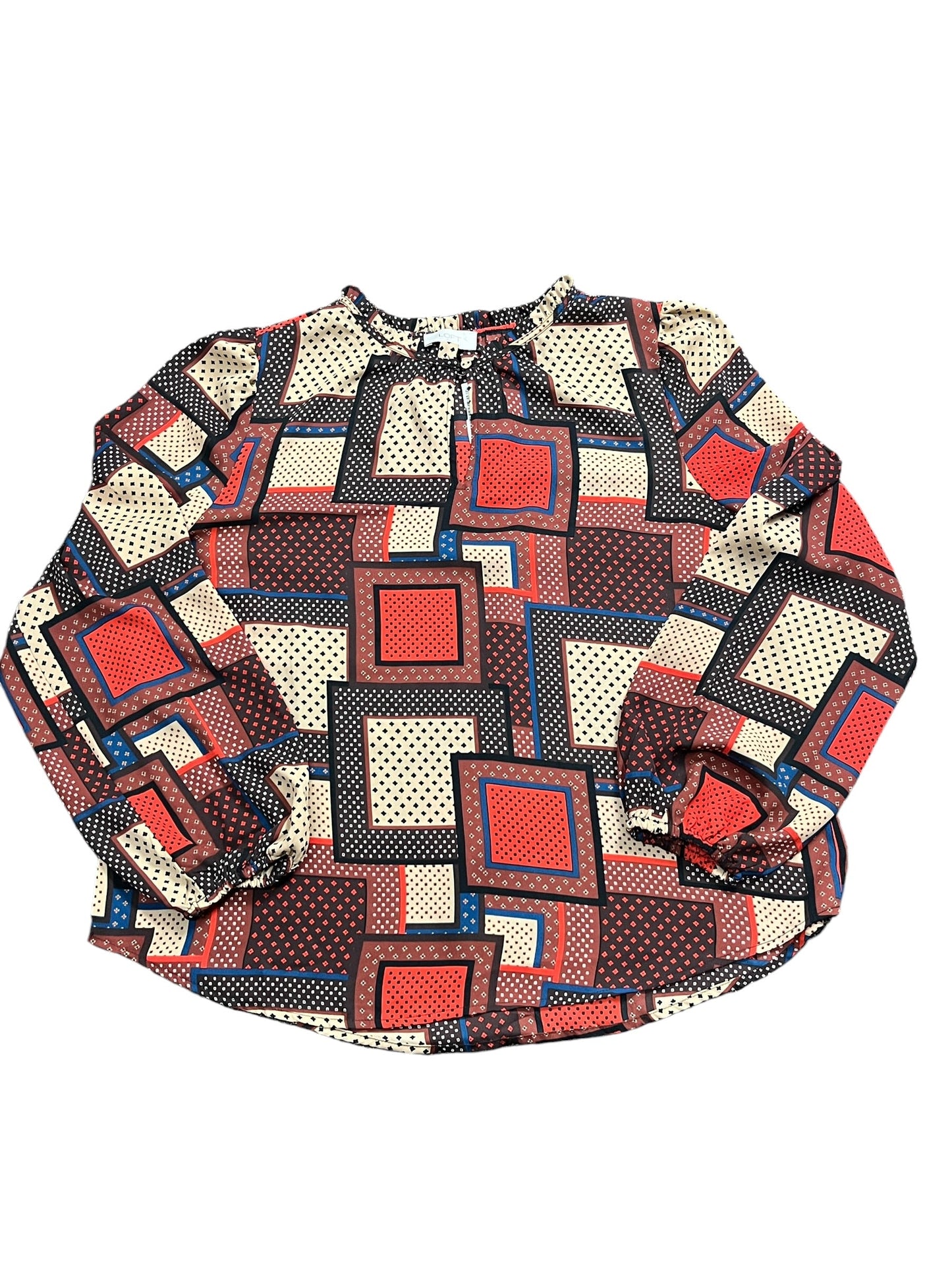 Blouse Ls By Loft In Brown, Size:L