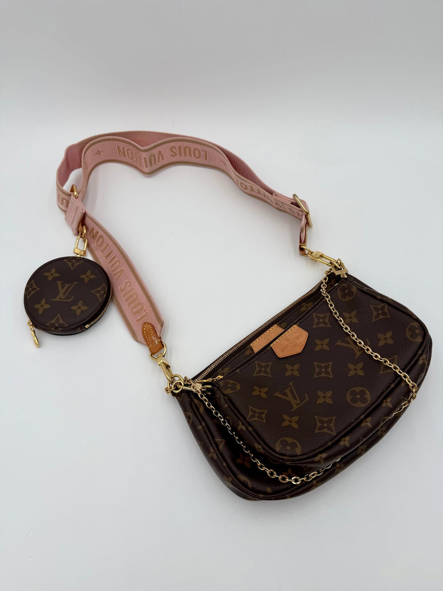 Crossbody Luxury Designer By Louis Vuitton In Brown & Pink, Size:Medium