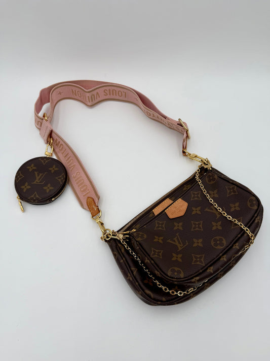 Crossbody Luxury Designer By Louis Vuitton In Brown & Pink, Size:Medium