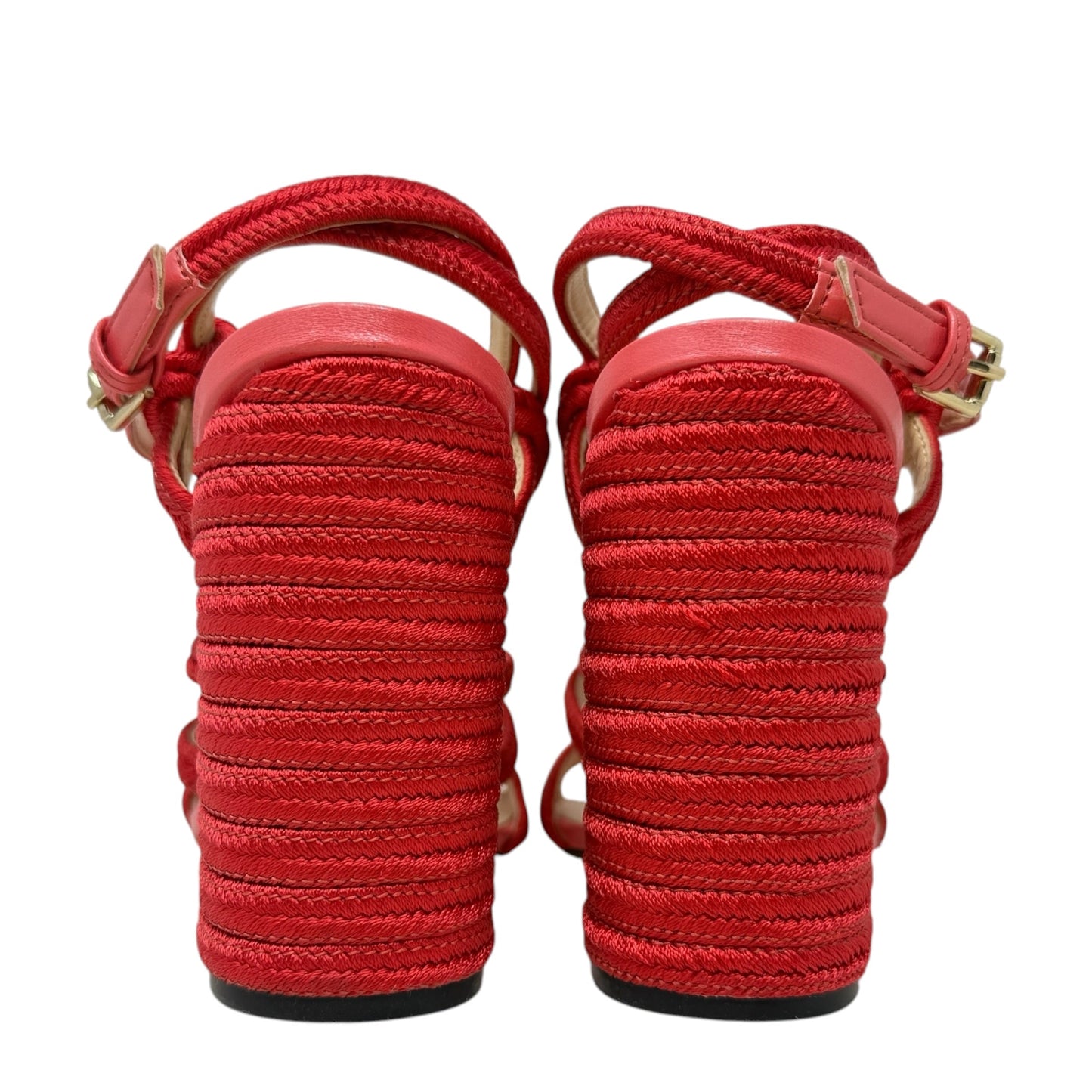 Tiptoe Rope Knotted Sandals Heels Block By Cabi In Red, Size: 9