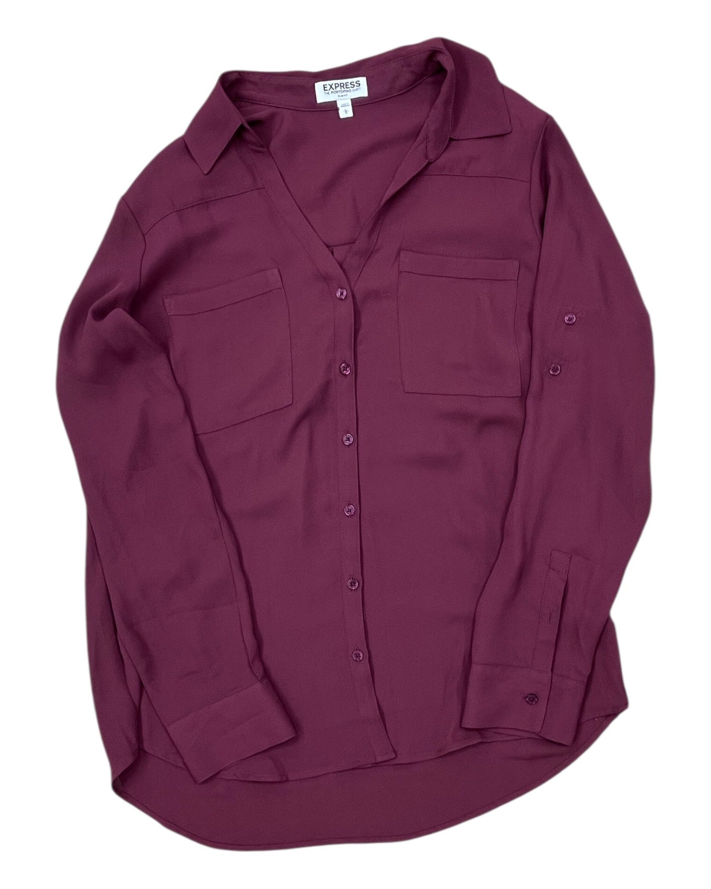 Blouse Ls By Express In Red, Size:L