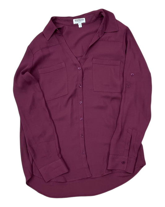 Blouse Ls By Express In Red, Size:L