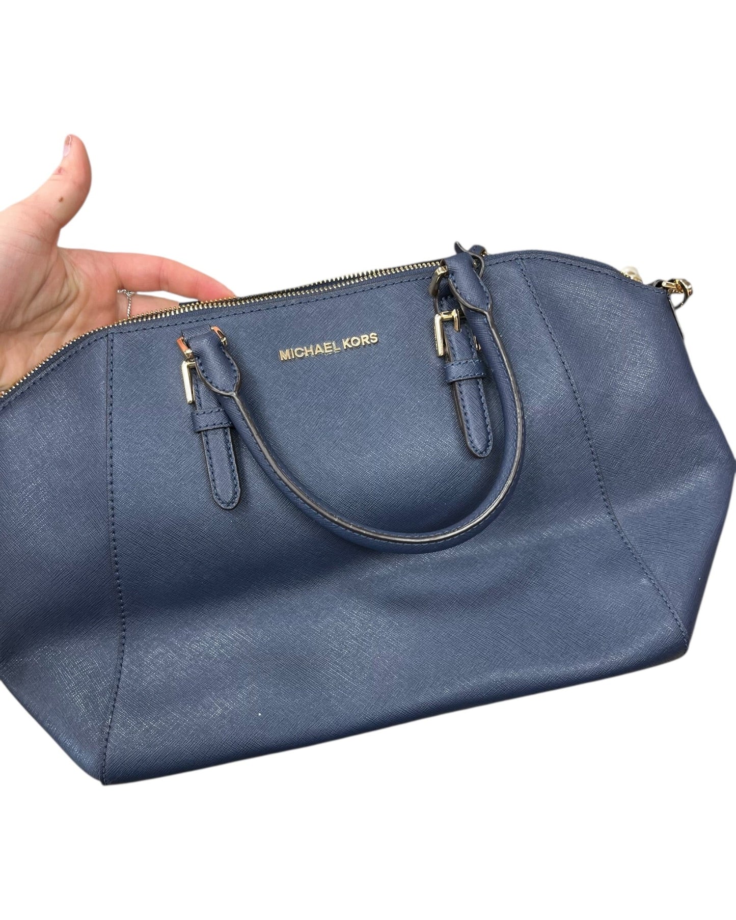 Handbag Designer By Michael Kors In Blue, Size:Large