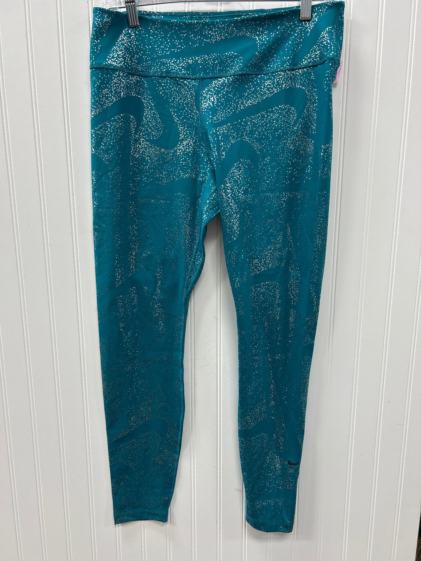 Athletic Leggings By Nike Apparel In Teal, Size:L