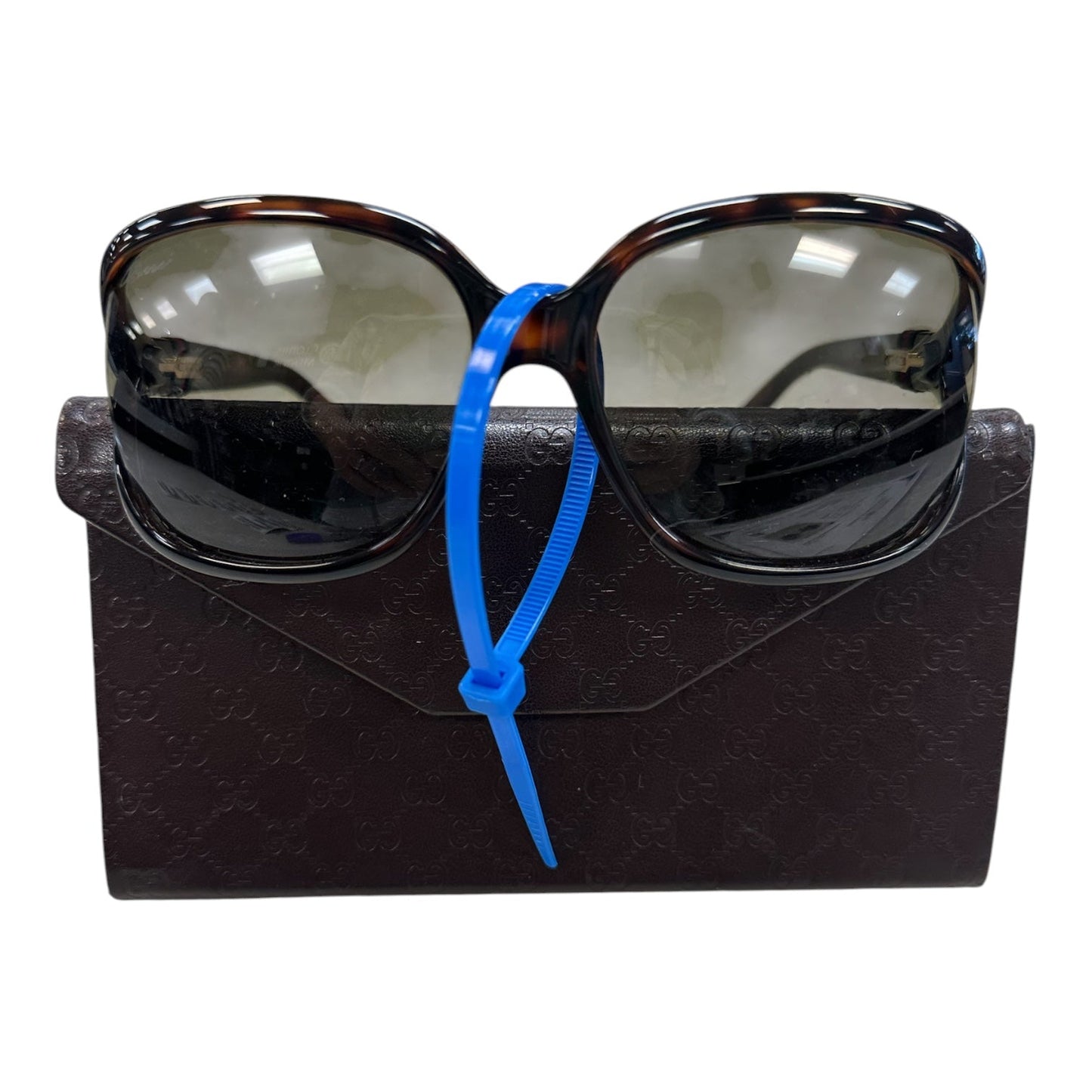 Sunglasses Luxury Designer By Gucci In Brown, Size: