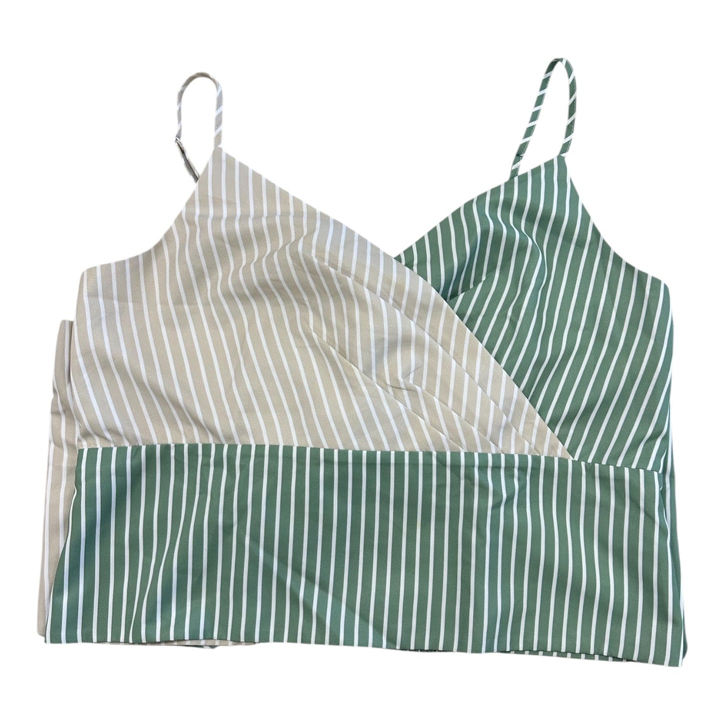 Top Sleeveless By Mare Mare In Green & Tan, Size:L