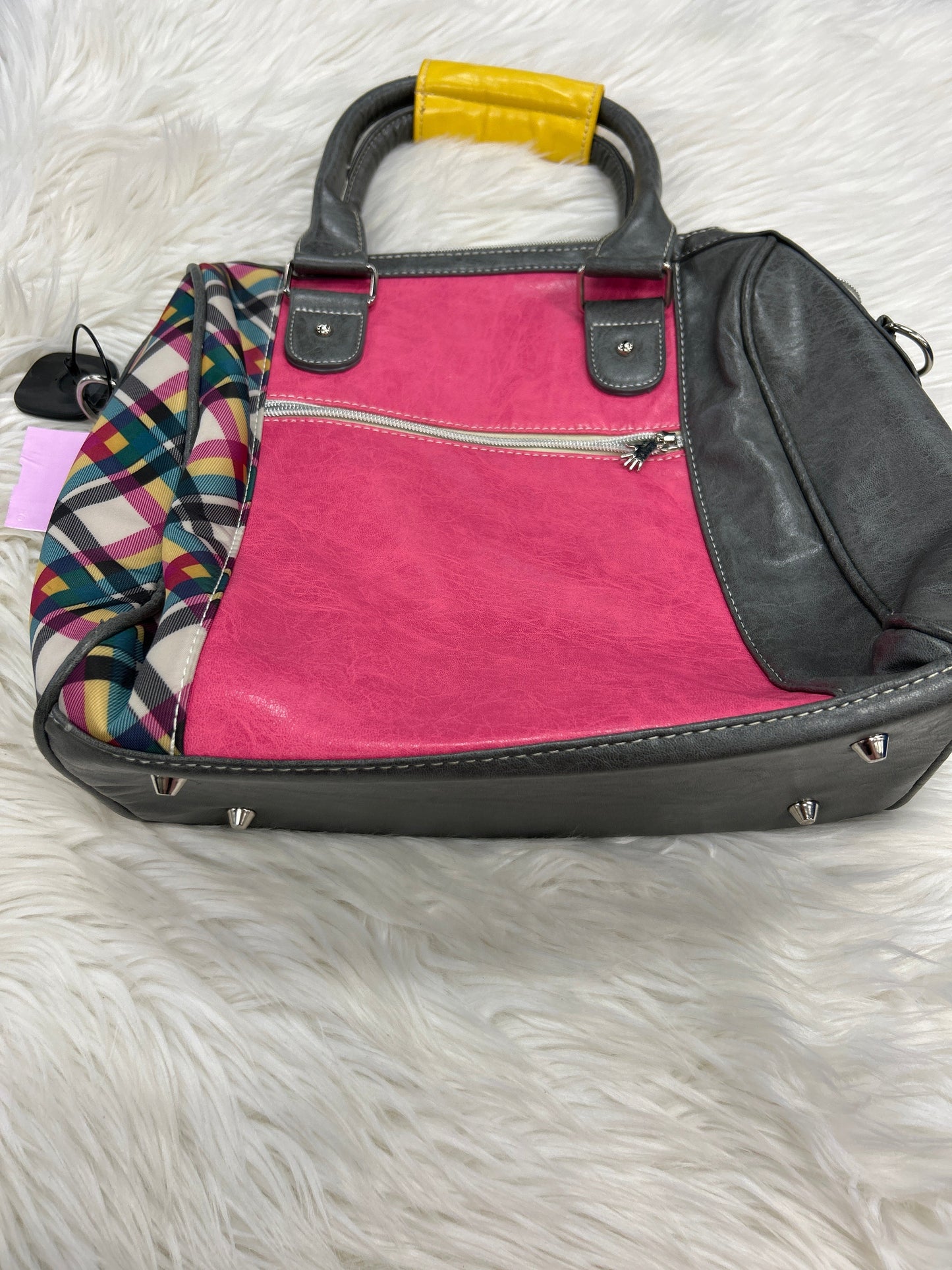 Handbag By Cmc In Grey & Pink, Size:Large