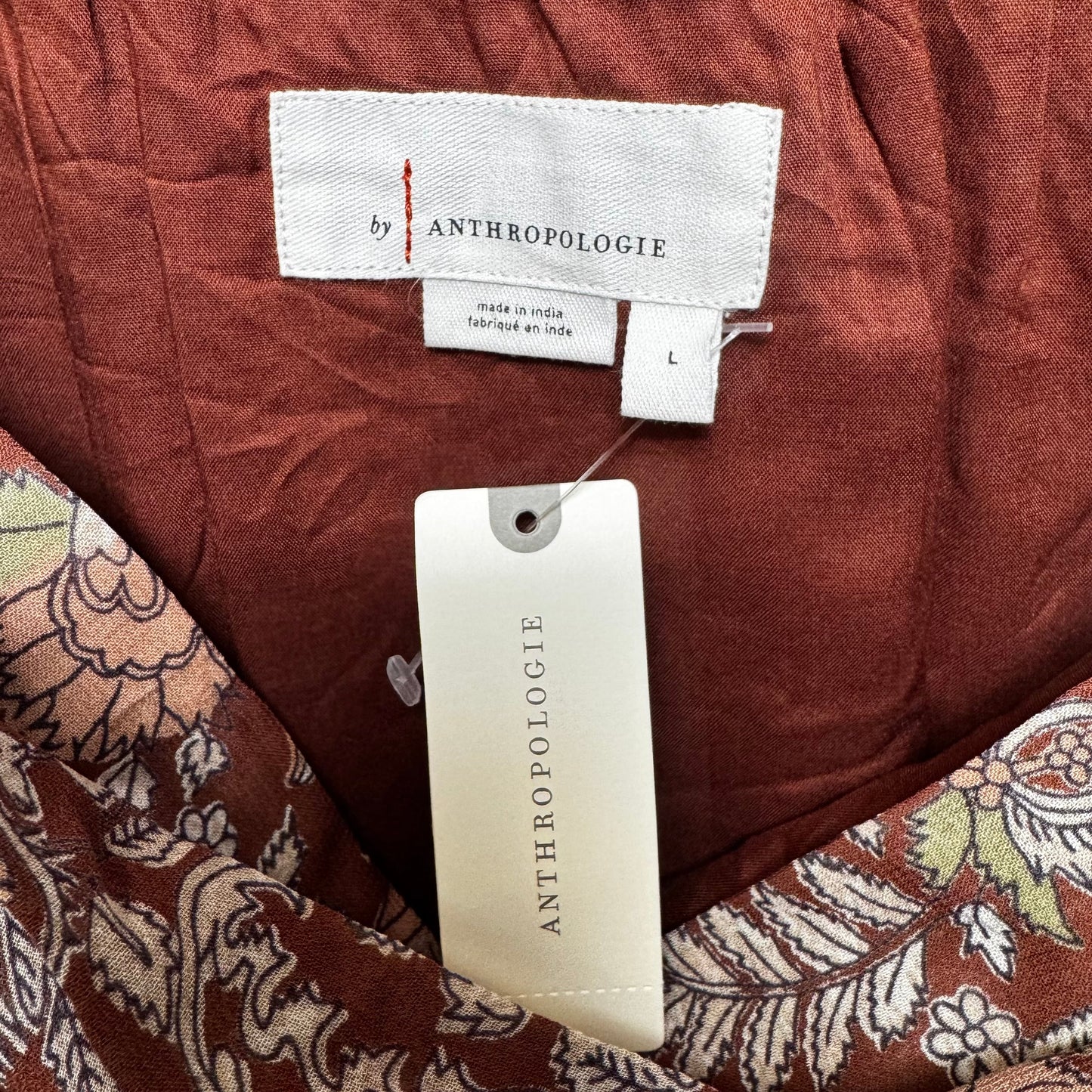 Faux Wrap Skirt By Anthropologie In Brown Motif Floral Print, Size: L