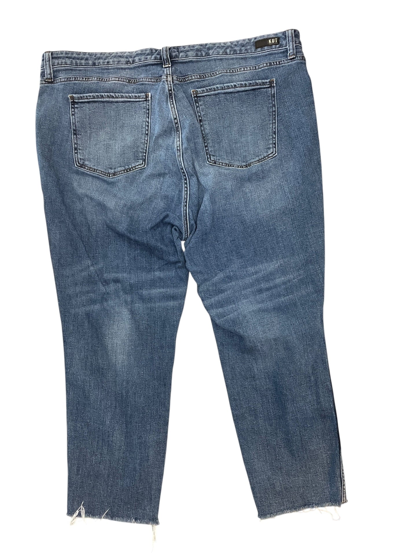 Jeans Straight By Kut In Blue Denim, Size:22