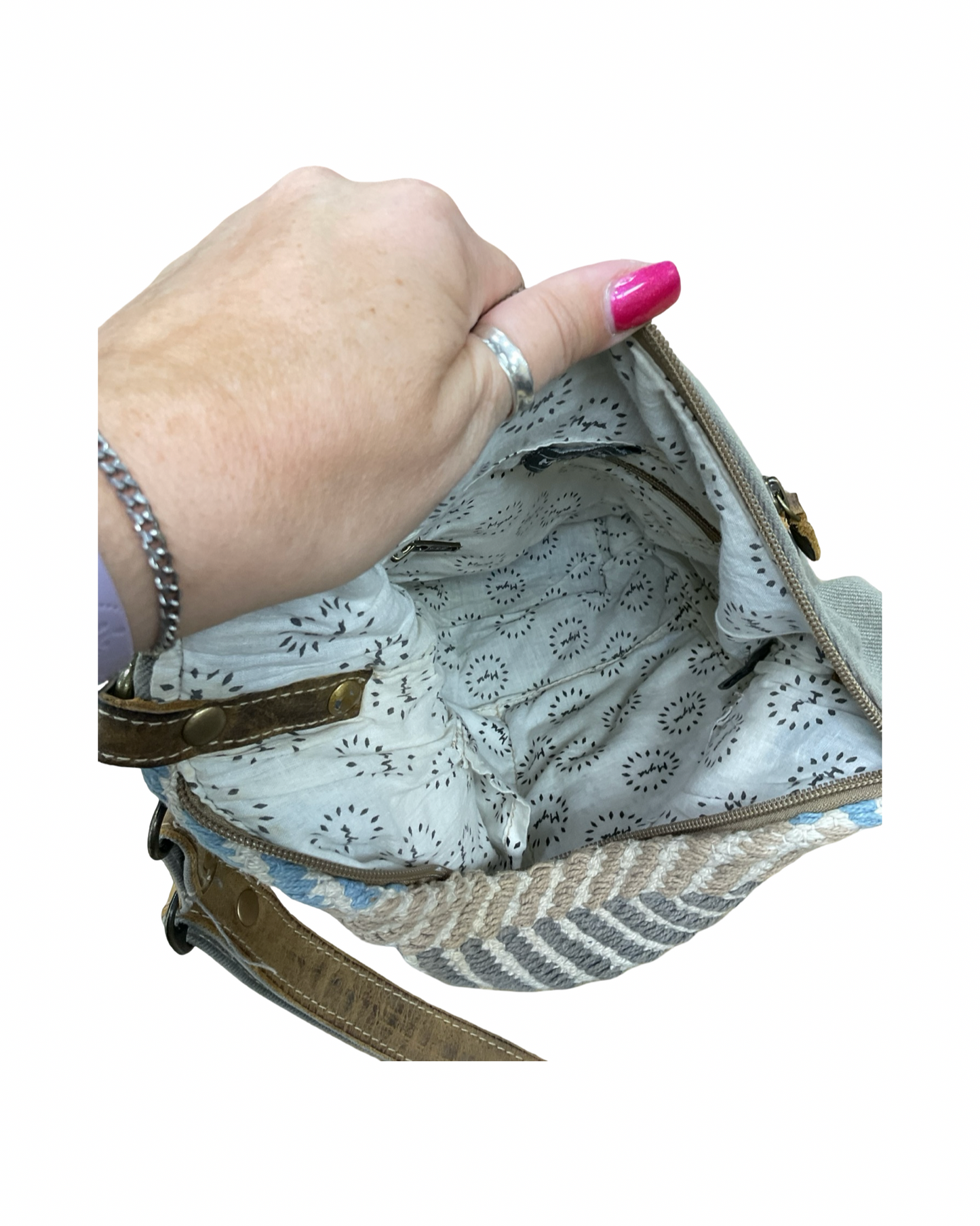 Crossbody By Myra In Blue & Grey, Size:Medium